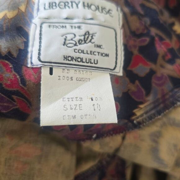 Mamo Howell for Liberty House Vtg. MuuMuu, Wht/Blue/Pink Floral, 3/4 Slv. EUC, L - Picture 2 of 16